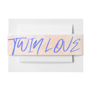 Watercolor Twin Love Invitation Band Invitation Belly Band