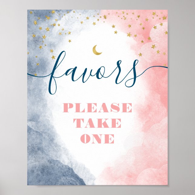 Watercolor Twinkle Twinkle Gender Reveal Favours Poster (Front)