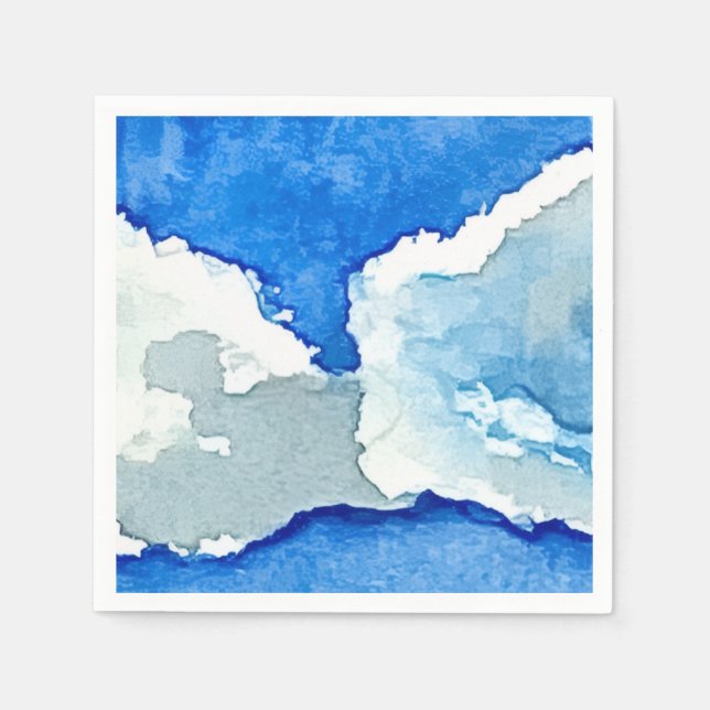 Watercolor Two Clouds Painting Napkin (Front)