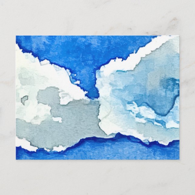 Watercolor Two Clouds Painting Postcard (Front)