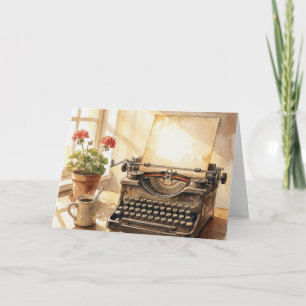 Watercolor Typewriter Thinking of You Card