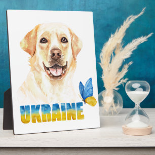 Watercolor Ukraine Yellow Lab and Butterfly Plaque