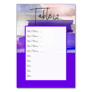 Watercolor Ultraviolet Table Nos. pin to board Number