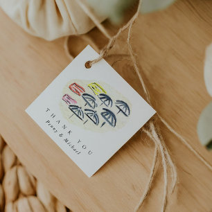 Watercolor Umbrellas Beach Thank You Favour Tags