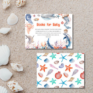 Watercolor Under the sea baby shower Book Enclosure Card