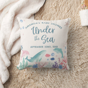 Watercolor Under the Sea Baby Shower Cushion