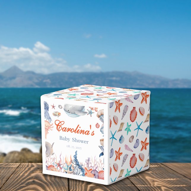 watercolor under the sea baby shower favour box (Creator Uploaded)