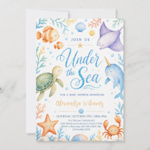 Watercolor Under the Sea Baby Shower Invitation