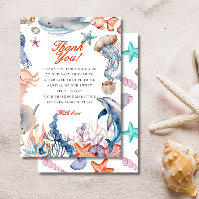 watercolor under the sea baby shower thank you card (Creator Uploaded)