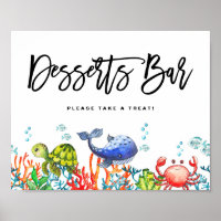 Watercolor Under the Sea Birthday Desserts Bar