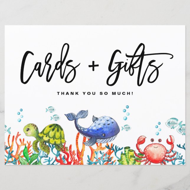Watercolor Under the Sea Cards and Gifts Sign (Front)