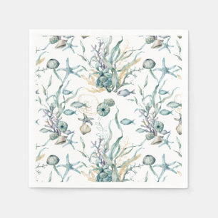 Watercolor Under the Sea Coral Reef Jellyfish Napkin