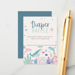 Watercolor Under the Sea Diaper Raffle Baby Shower Enclosure Card