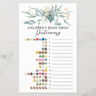 Watercolor Under the Sea Emoji Pictionary Game Flyer