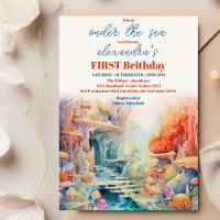 Watercolor Under the Sea Friends Kids Birthday