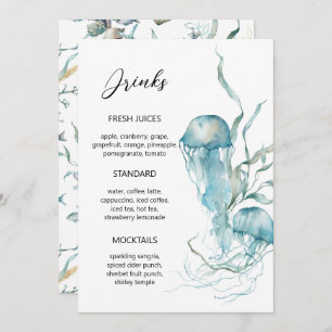 Watercolor Under the Sea Jellyfish Coral Reef Menu