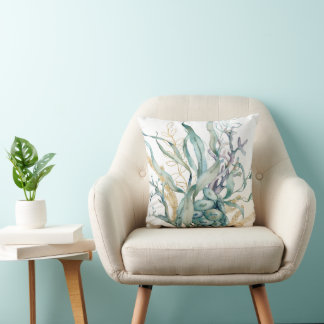 Watercolor Under the Sea Jellyfish Throw Pillow