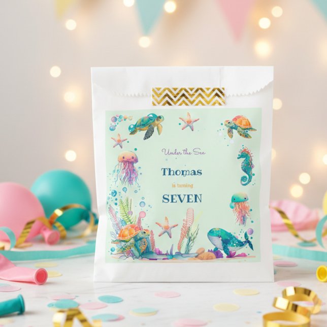 Watercolor Under the Sea kids birthday Favour Bags (Creator Uploaded)