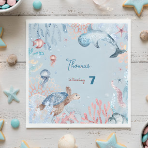 Watercolor Under the Sea kids birthday Napkin