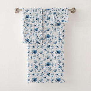 Watercolor Under The Sea Pattern Bath Towel Set