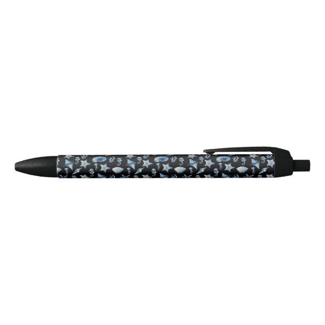 Watercolor Under The Sea Pattern Black Ink Pen (Top)