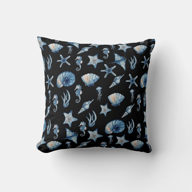 Watercolor Under The Sea Pattern Cushion (Front)