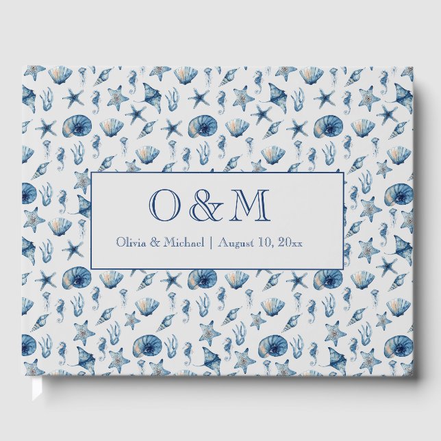 Watercolor Under The Sea Pattern Guest Book (Front)