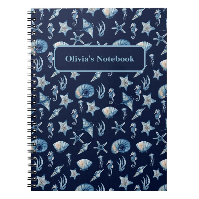 Watercolor Under The Sea Pattern Notebook (Front)