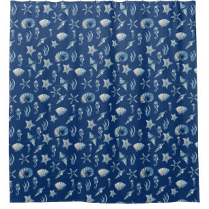 Watercolor Under The Sea Pattern Shower Curtain