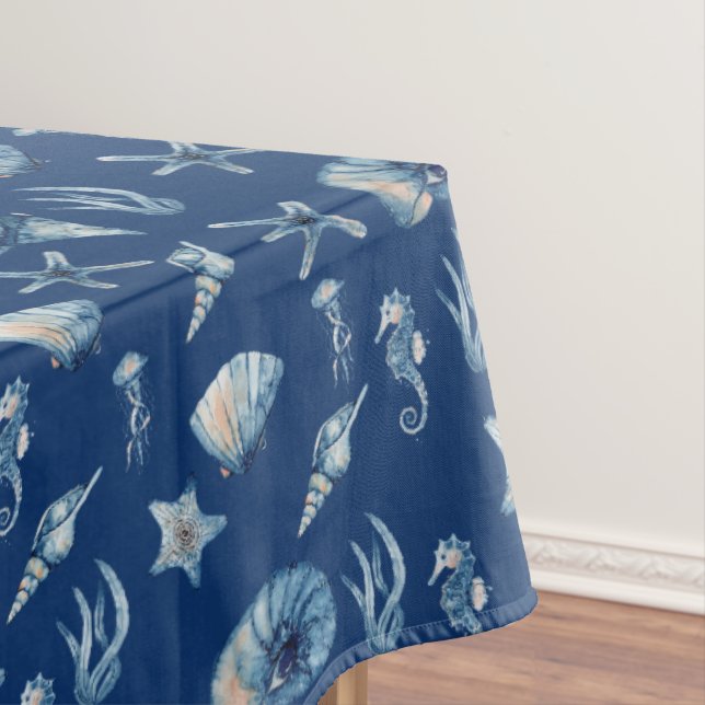 Watercolor Under The Sea Pattern Tablecloth (In Situ)