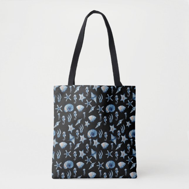 Watercolor Under The Sea Pattern Tote Bag (Front)