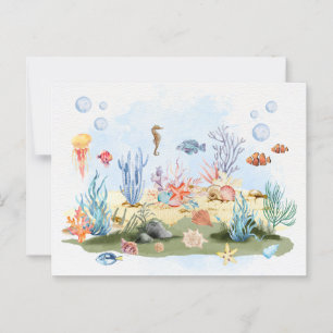 Watercolor under the sea postcard