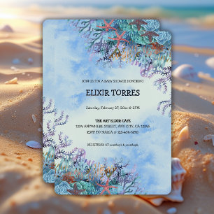Watercolor Under the Sea Wonder Baby Shower Invitation