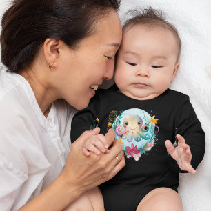 Watercolor Undersea Colorful Octopus  Baby Bodysuit