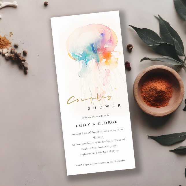 Watercolor Underwater Jellyfish Couples Shower Invitation (Creator Uploaded)