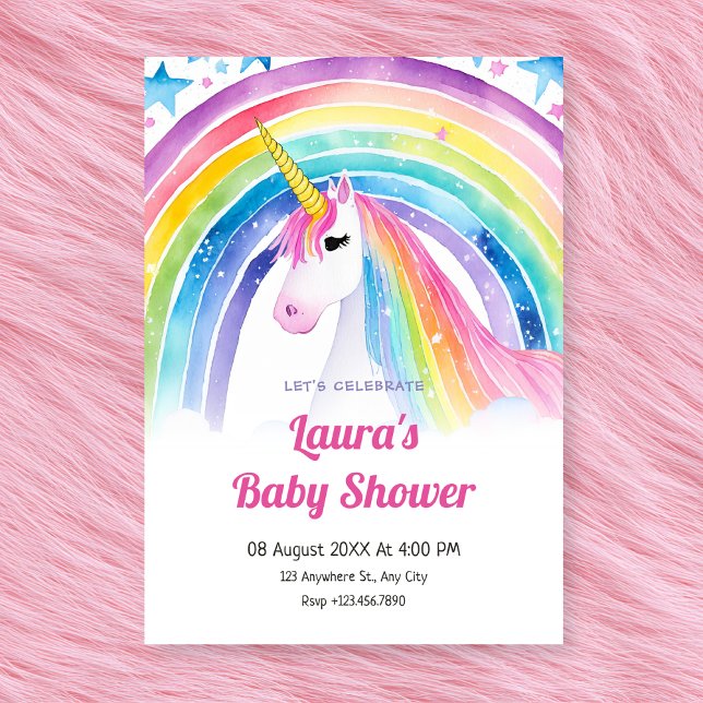 Watercolor unicorn baby shower invitation (Creator Uploaded)