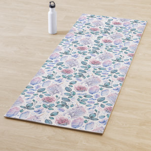 Watercolor Unicorn Crystals & Roses Pattern Yoga Mat