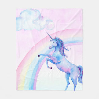 Watercolor Unicorn Fleece Blanket