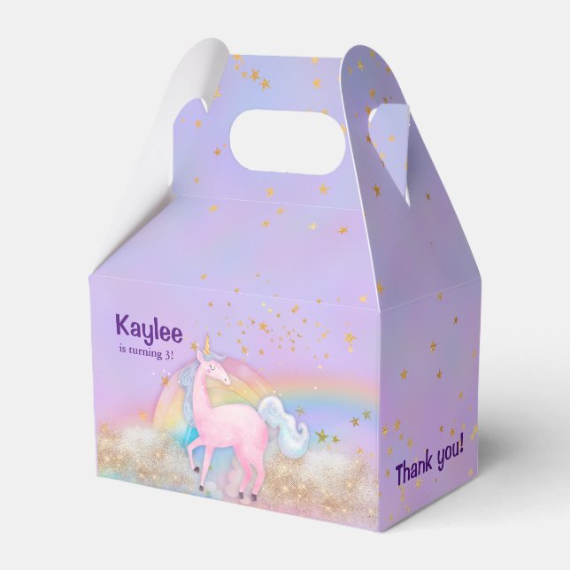 Watercolor Unicorn Holographic Favour Box (Front Side)