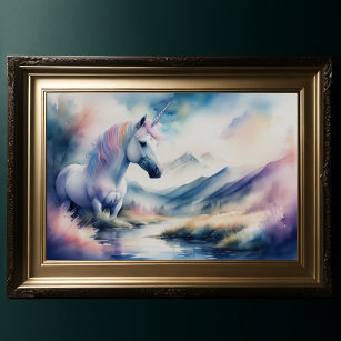 Watercolor Unicorn II Poster