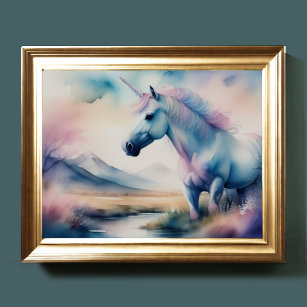 Watercolor Unicorn III Poster
