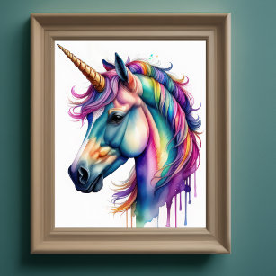 Watercolor Unicorn in Candy Colours III Poster