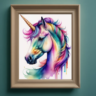 Watercolor Unicorn in Candy Colours IV Poster