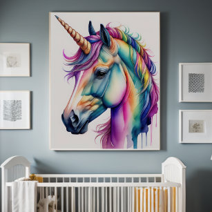 Watercolor Unicorn in Candy Colours VI Poster