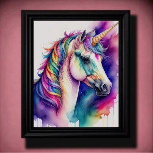 Watercolor Unicorn in Candy Colours VII Poster