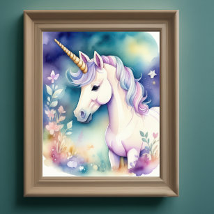 Watercolor Unicorn in Soft Pastels IV Poster