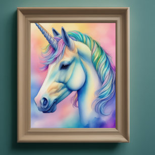 Watercolor Unicorn in Soft Pastels VI Poster