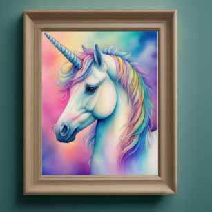 Watercolor Unicorn in Soft Pastels VII Poster