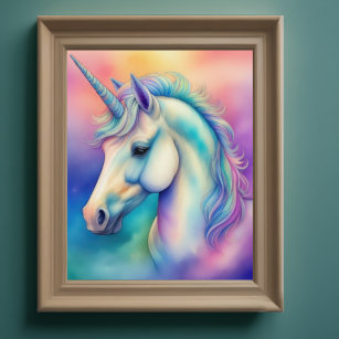 Watercolor Unicorn in Soft Pastels VIII Poster