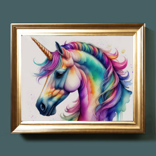 Watercolor Unicorn IV Poster